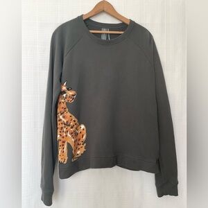 Anthropologie olive green crew neck sweatshirt